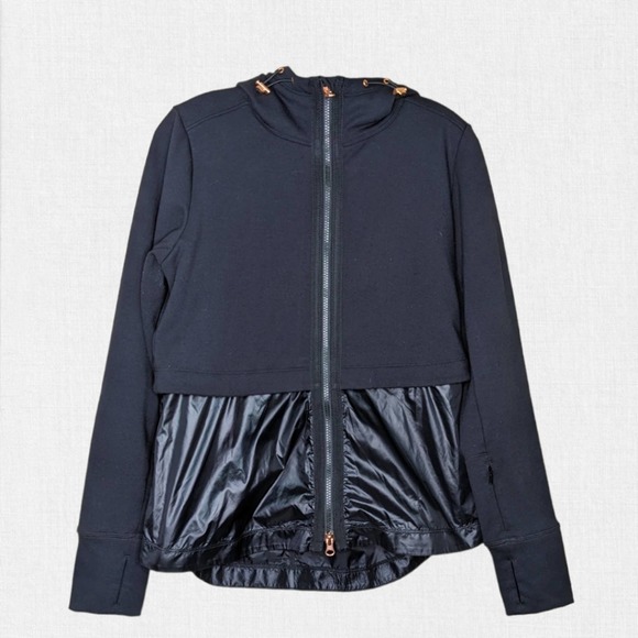 Athleta Windy Point Jacket Small Black Hoodie Full Zipper Windbreaker - Picture 2 of 15